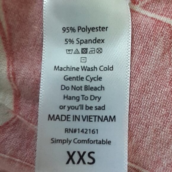 LULAROE Knit, Red/Beige Chevron Flare Hi-Low Dress; Short Sleeves; Size XXS - Picture 4 of 4